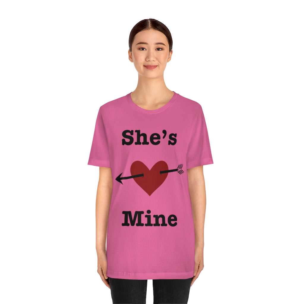 She’s Mine Valentines Wedding Honeymoon Unisex Jersey Short Sleeve Tee