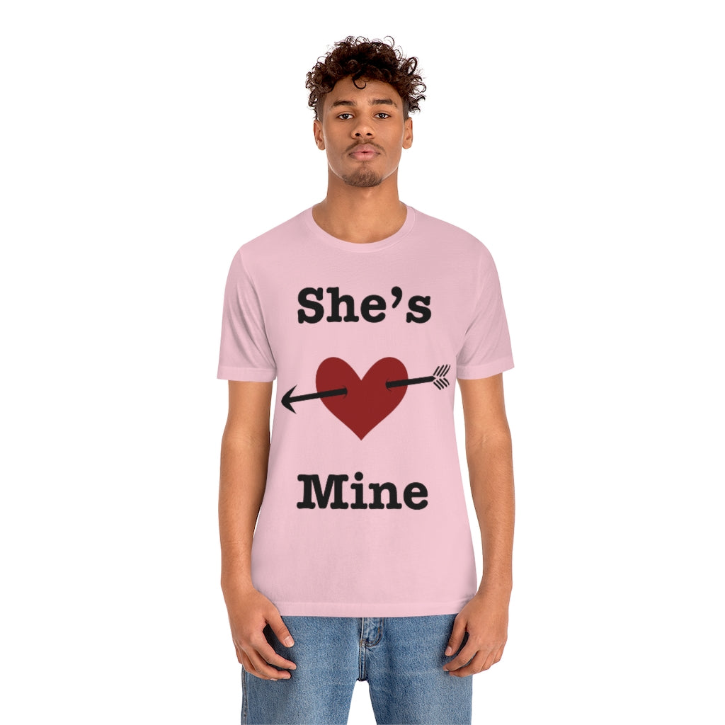 She’s Mine Valentines Wedding Honeymoon Unisex Jersey Short Sleeve Tee