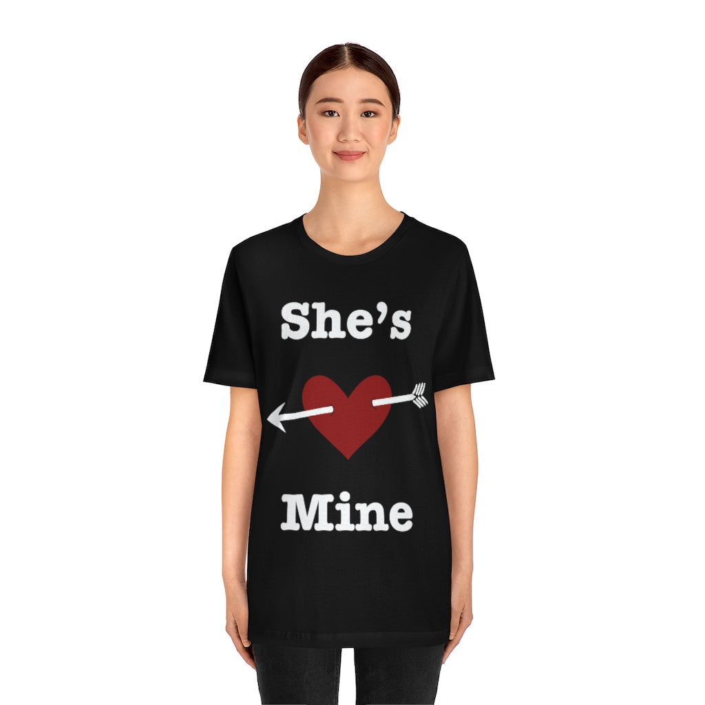 She’s Mine Valentines Wedding Honeymoon Unisex Jersey Short Sleeve Tee