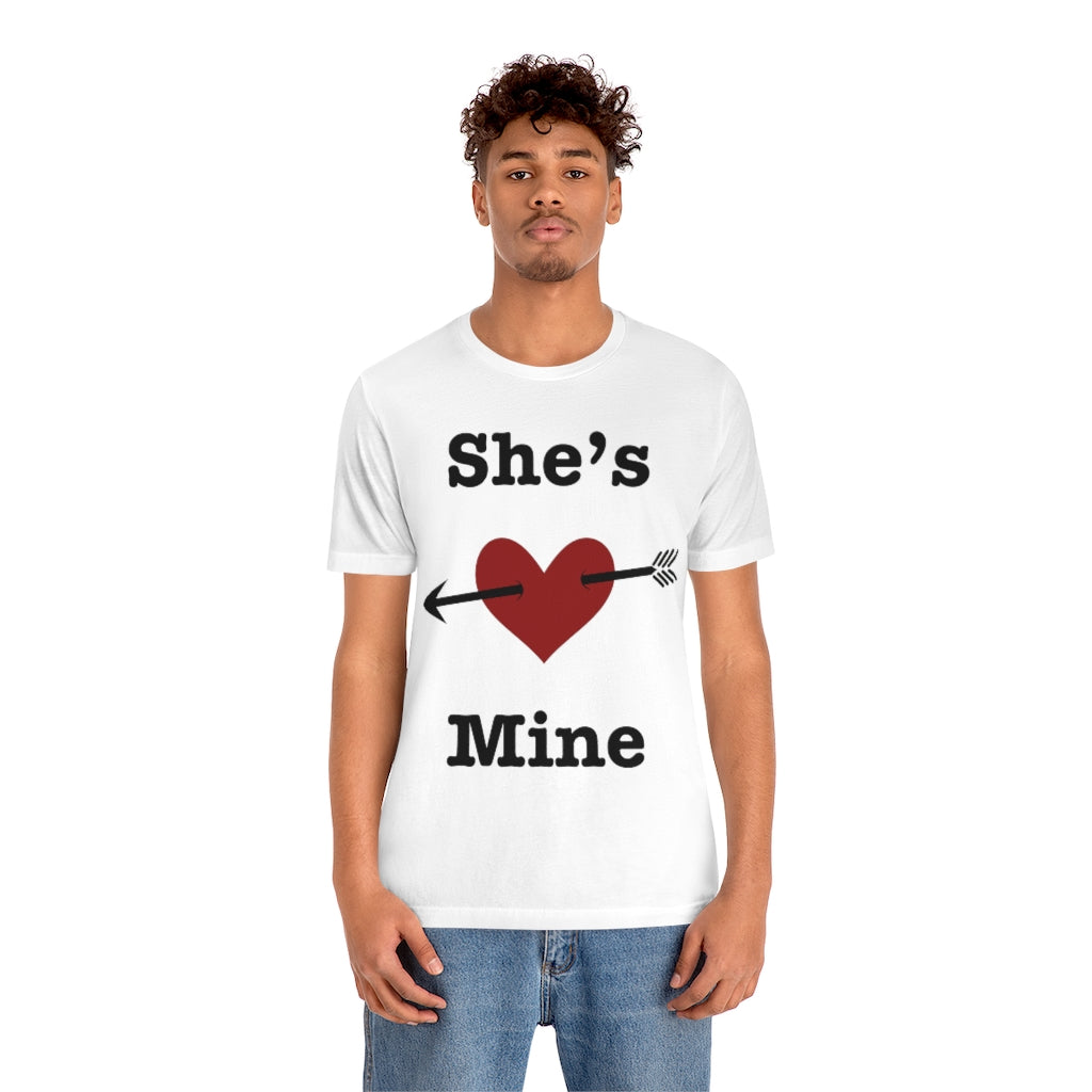 She’s Mine Valentines Wedding Honeymoon Unisex Jersey Short Sleeve Tee