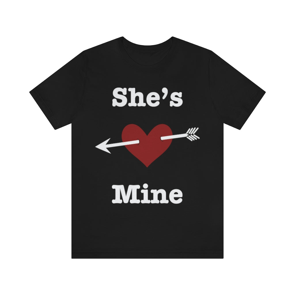She’s Mine Valentines Wedding Honeymoon Unisex Jersey Short Sleeve Tee