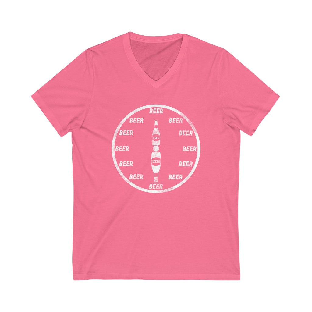 Beer Time Unisex Jersey Short Sleeve V-Neck Tee