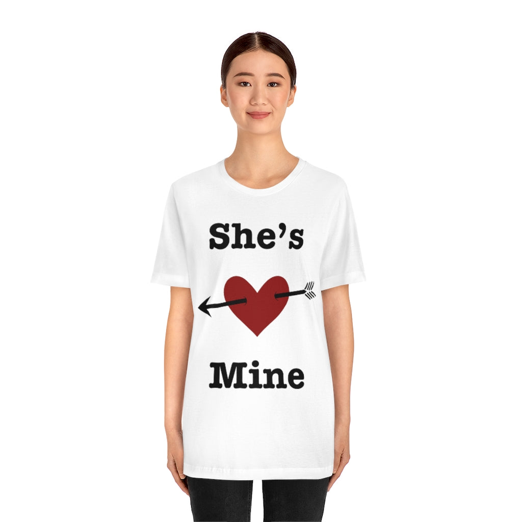 She’s Mine Valentines Wedding Honeymoon Unisex Jersey Short Sleeve Tee