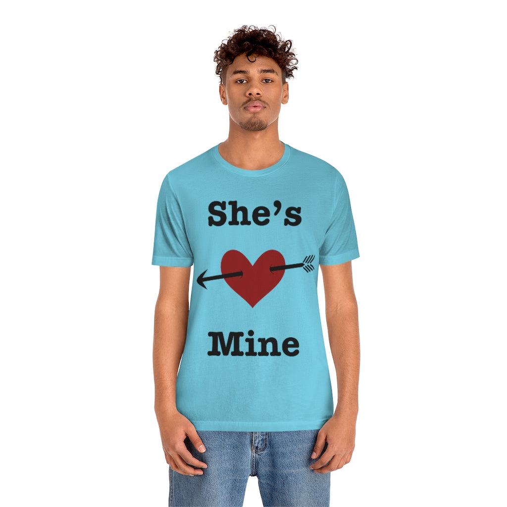She’s Mine Valentines Wedding Honeymoon Unisex Jersey Short Sleeve Tee