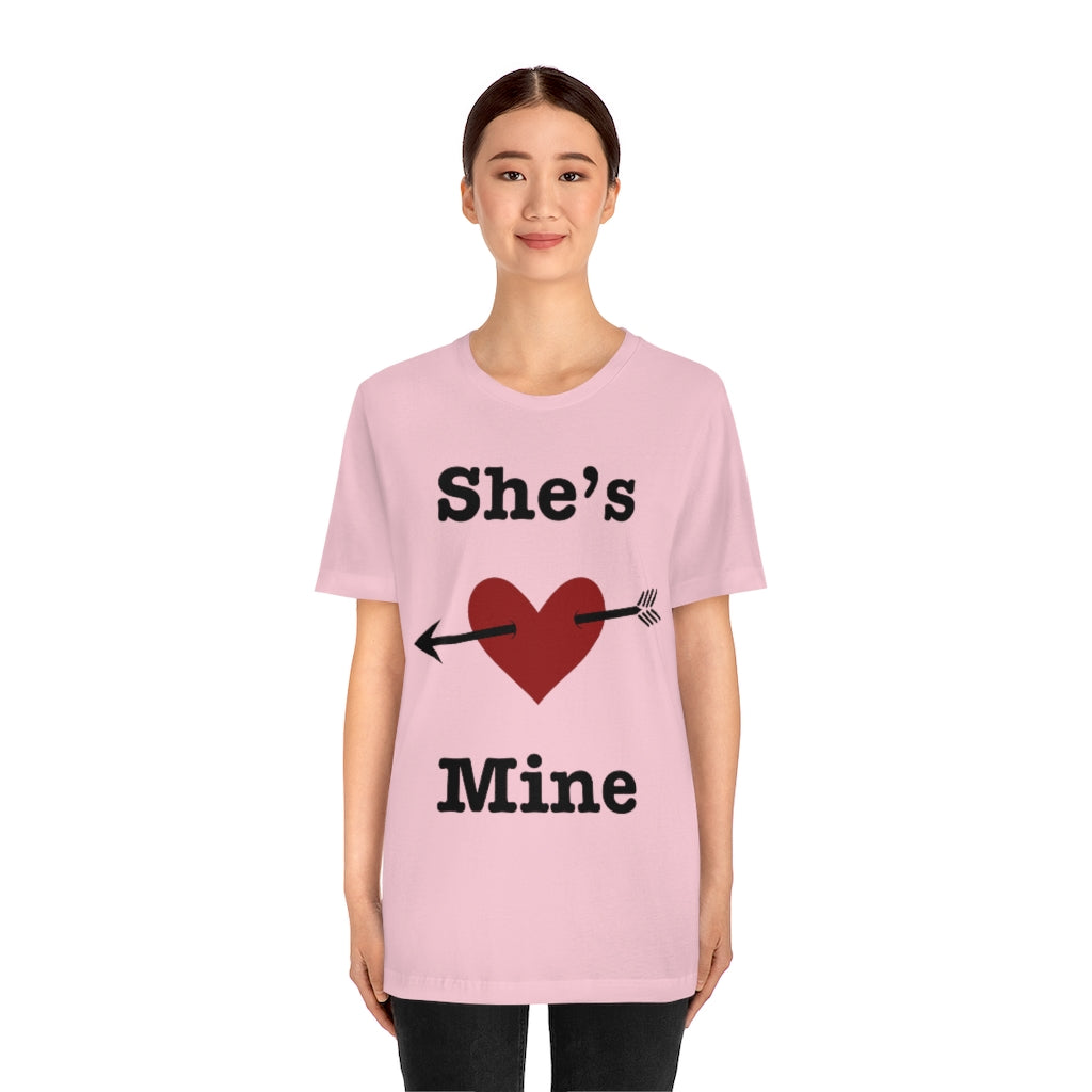 She’s Mine Valentines Wedding Honeymoon Unisex Jersey Short Sleeve Tee