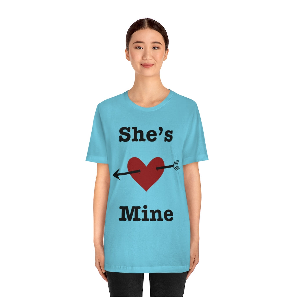 She’s Mine Valentines Wedding Honeymoon Unisex Jersey Short Sleeve Tee