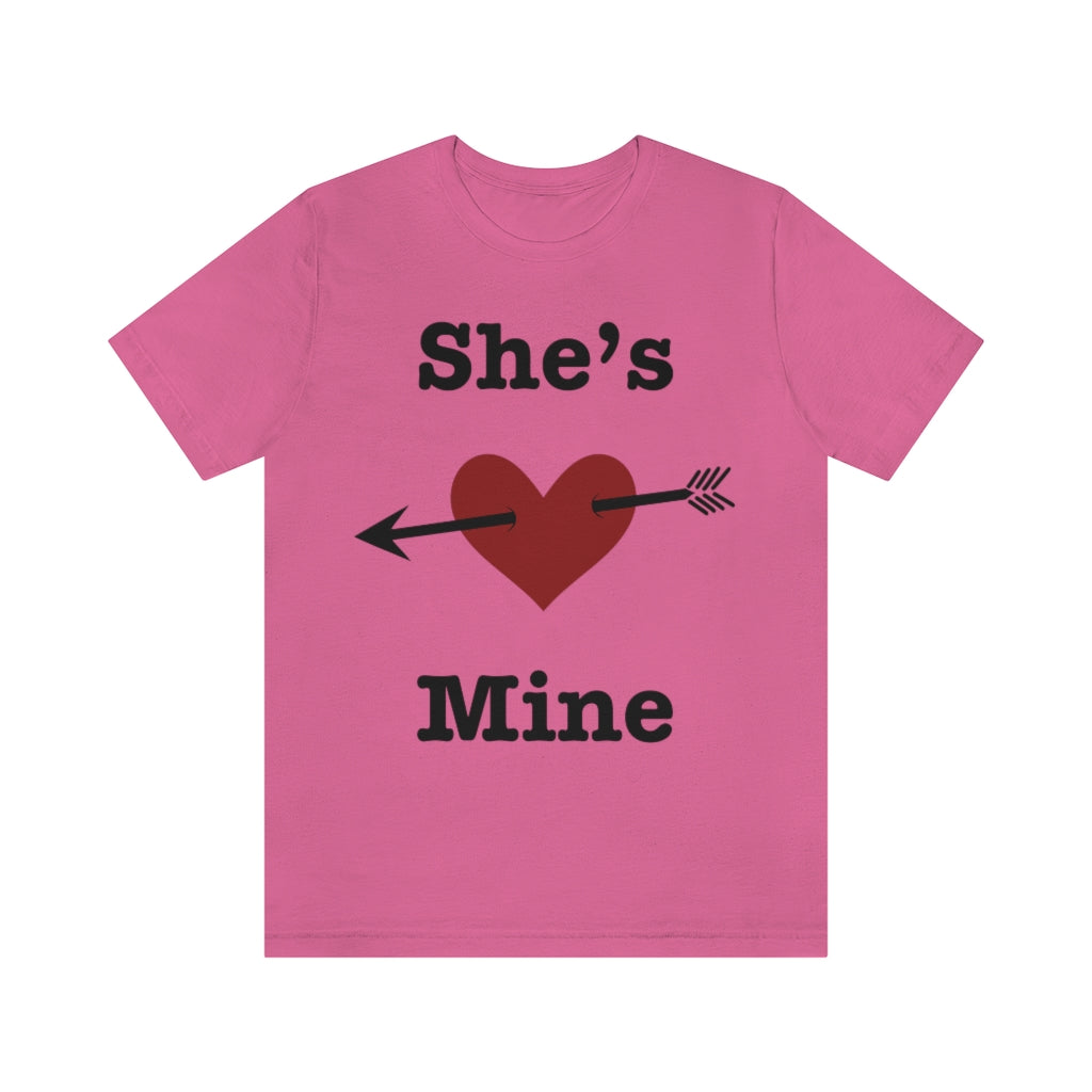 She’s Mine Valentines Wedding Honeymoon Unisex Jersey Short Sleeve Tee
