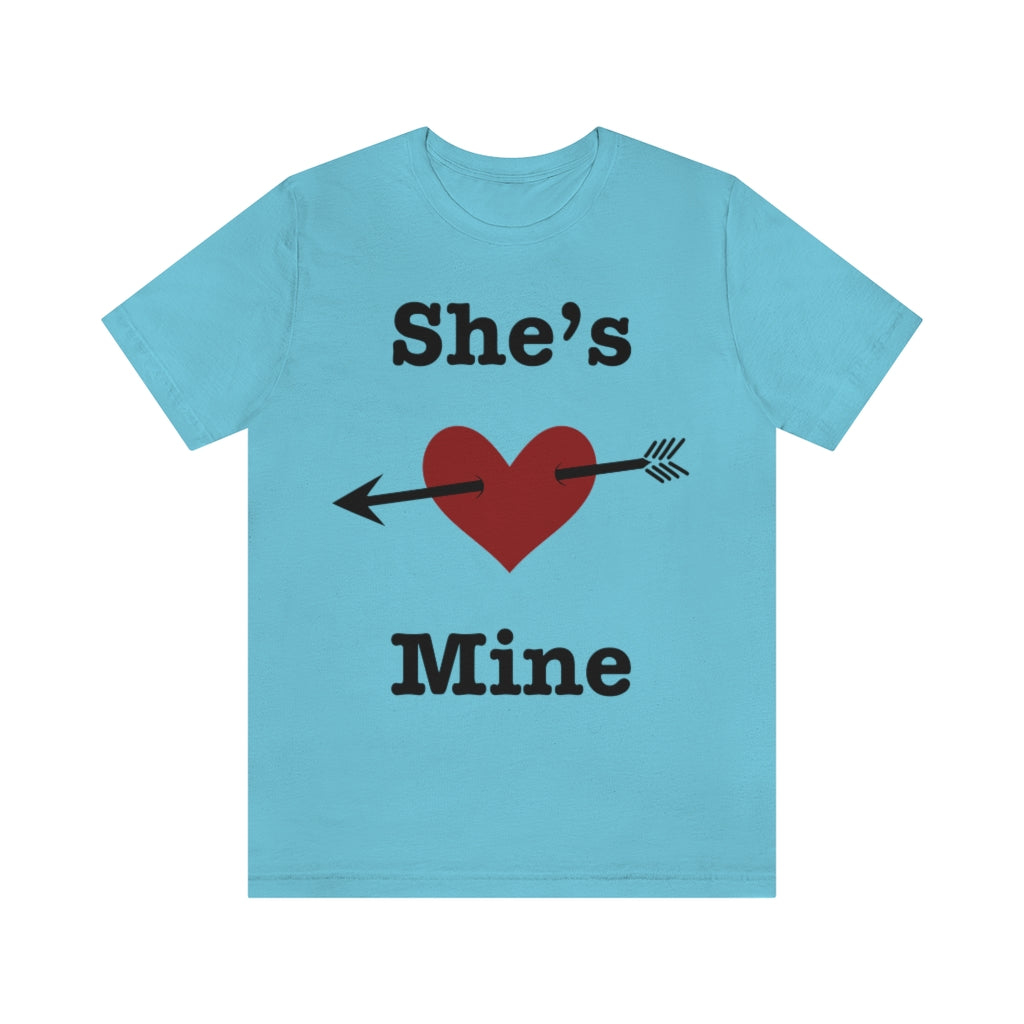 She’s Mine Valentines Wedding Honeymoon Unisex Jersey Short Sleeve Tee