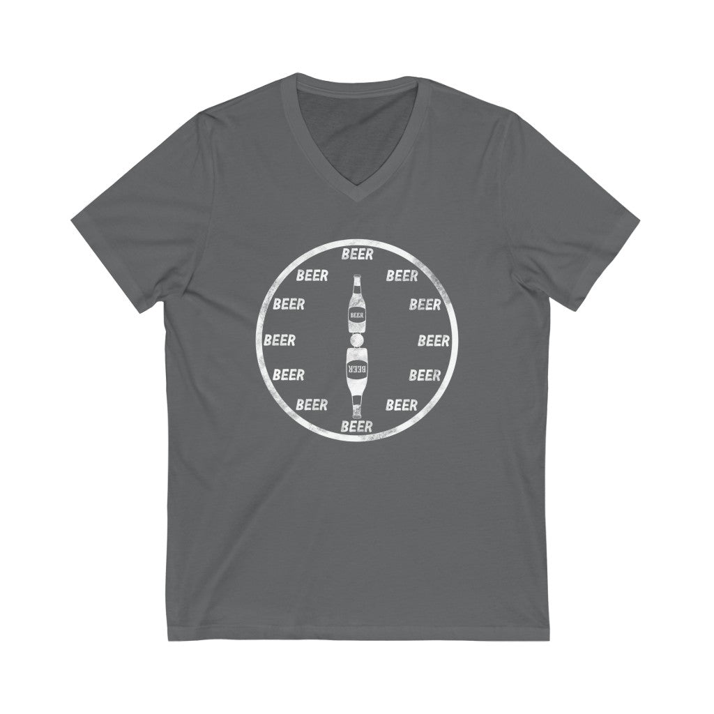 Beer Time Unisex Jersey Short Sleeve V-Neck Tee