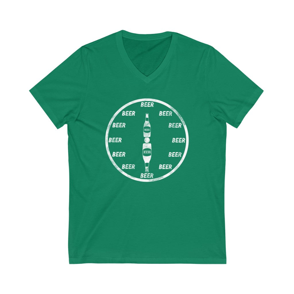 Beer Time Unisex Jersey Short Sleeve V-Neck Tee