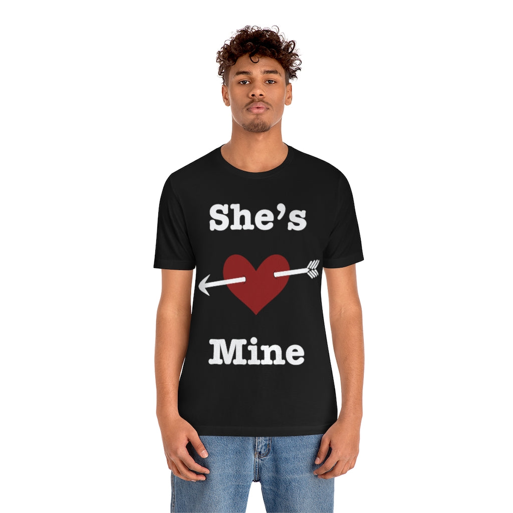 She’s Mine Valentines Wedding Honeymoon Unisex Jersey Short Sleeve Tee