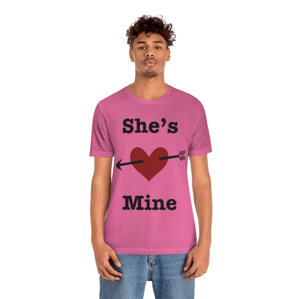 She’s Mine Valentines Wedding Honeymoon Unisex Jersey Short Sleeve Tee